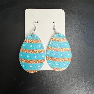 Handcrafted Easter/Spring Polka-Dot/Floral Striped Egg Shaped Dangle Earrings